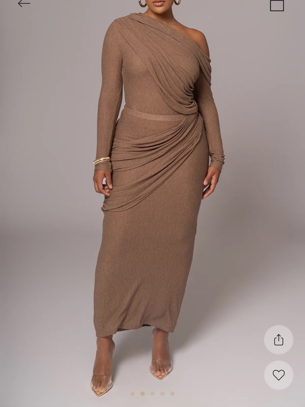 JLUXLABEL Brown Long Draped Maxi skirt - Picture 6 of 6